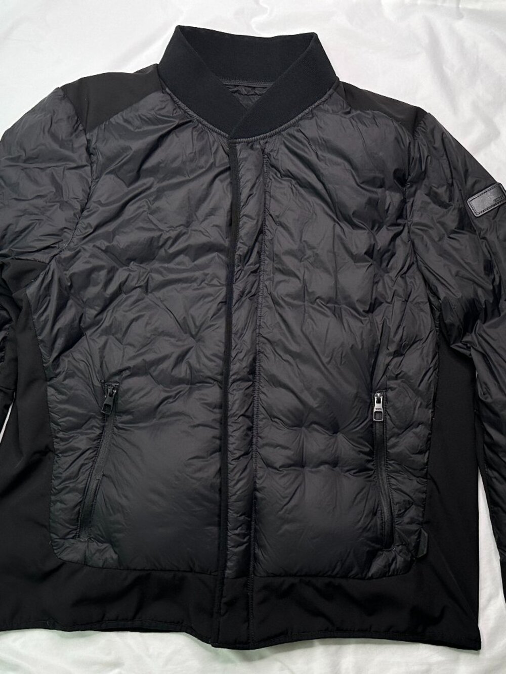 Tumi Jacket Mens XL Black Quilted Full Zip Button Front Pockets